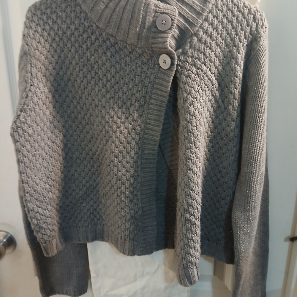 Mossimo Supply Co. Heather Gray Button-Front Knit Cardigan